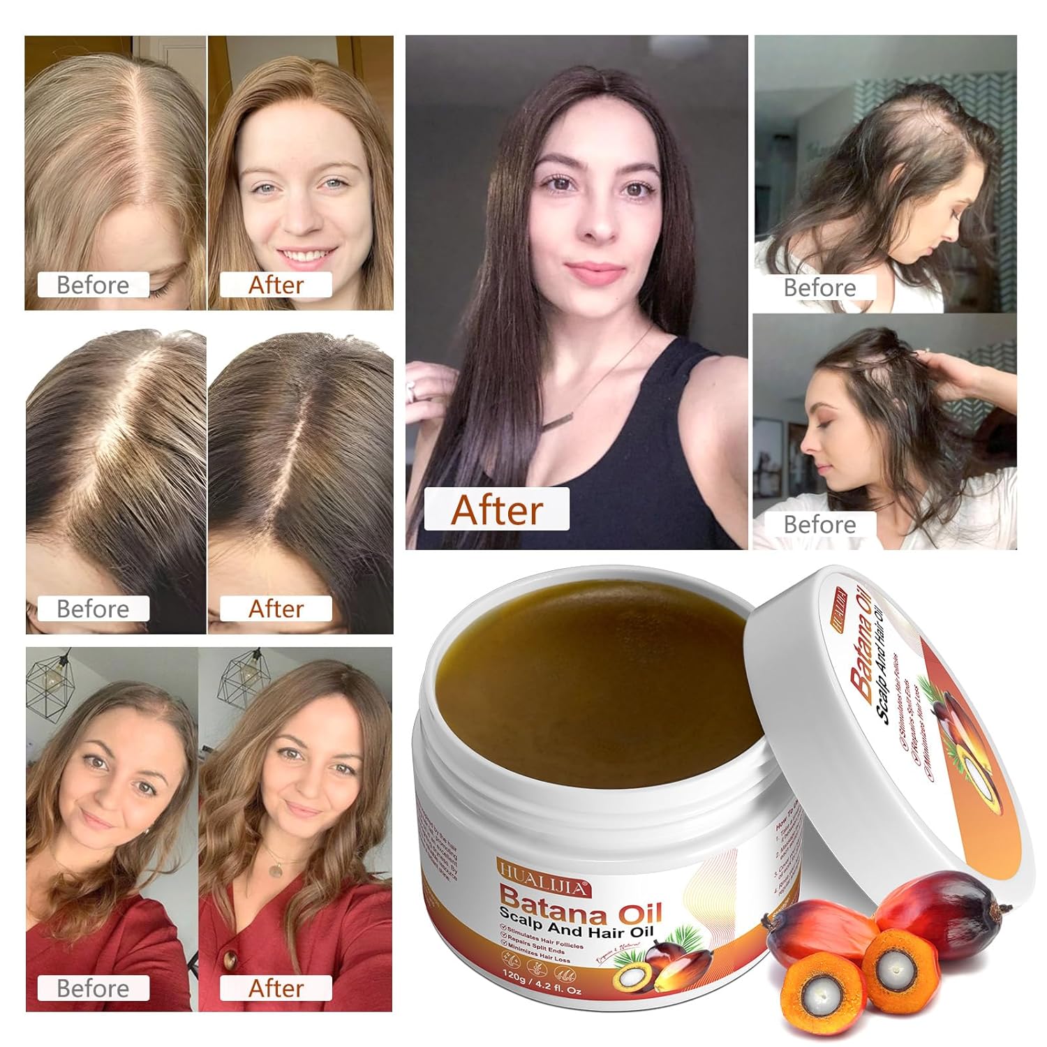 NIFEISHI Raw Batana Oil for Hair Growth, Dr Sebi Pure & Natural Batana Oil Organic from Honduras for Thicker & Stronger Hair, Prevent Hair Loss, 120g/4.2 fl.oz, Beige - Image 5