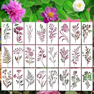 24 Pieces Wildflower Stencils for P...