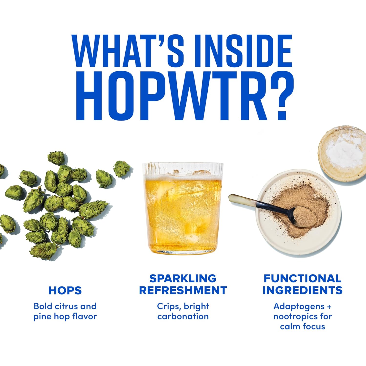 HOPWTR Flavor Variety Pack - Sparkling Hop Water, Sugar Free Non Alcoholic Drinks & NA Beer Alternative, Low Carb Adaptogen Drink with Nootropics, Zero Calories Sparkling Water (12 Pack, 12oz Cans) - Image 6