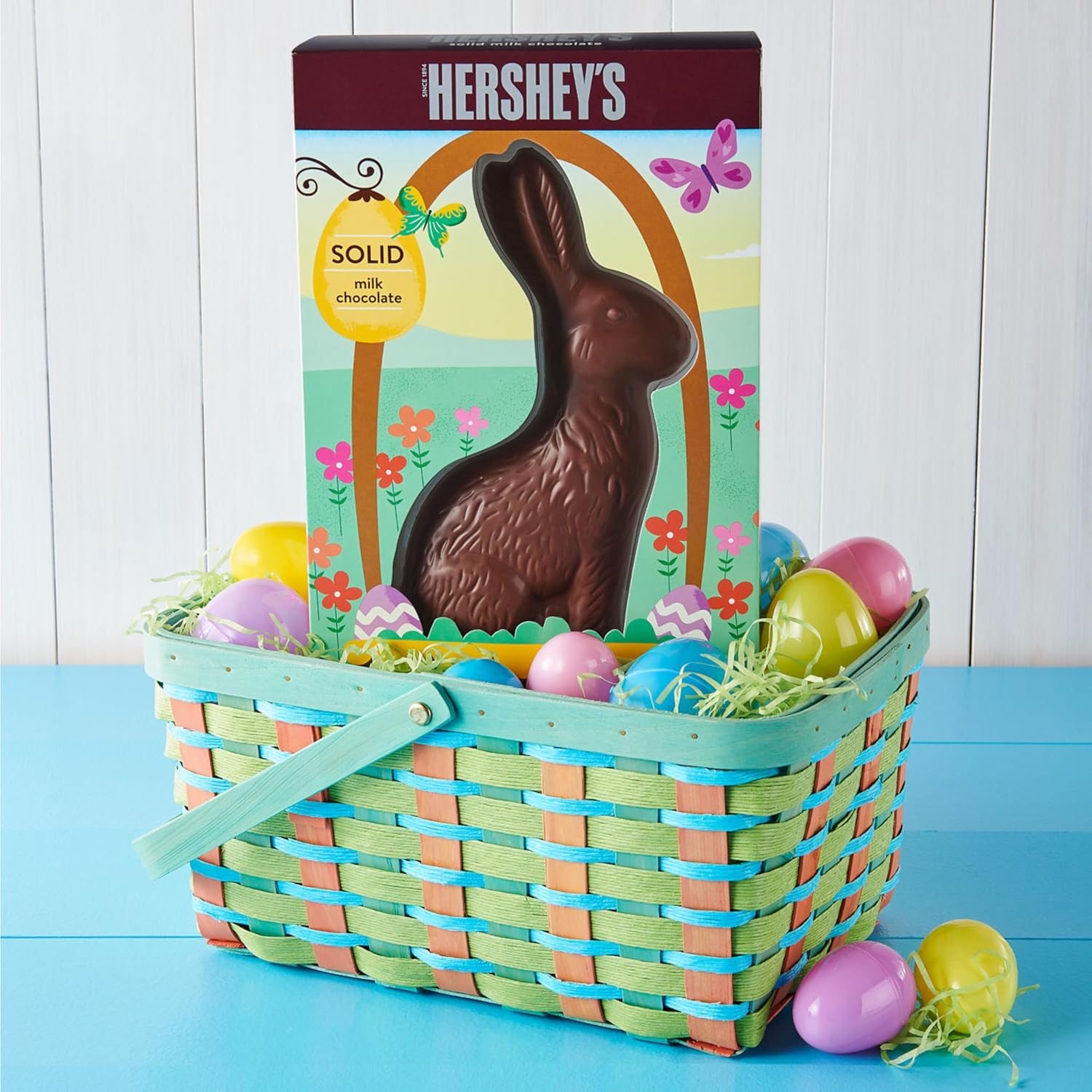 HERSHEY'S Solid Milk Chocolate Bunny, Easter Candy Gift Box, 14 oz - Image 8