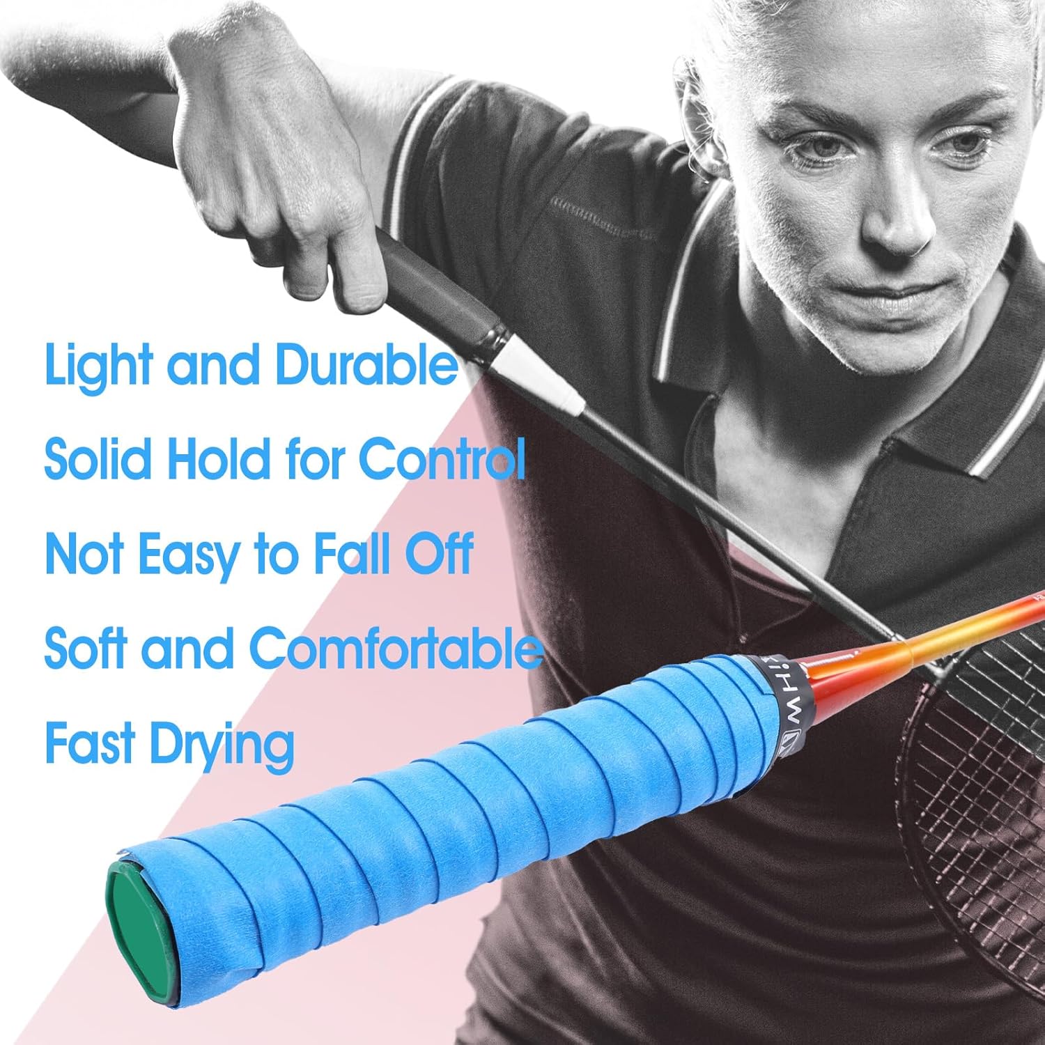 Jeffdad 6 Pack Tennis Racket Grip Tape, Precut and Dry Feel Anti Slip Tennis Grip Tape Absorbent Tennis Grips for Tennis, Pickleball, Badminton Rackets - Image 3