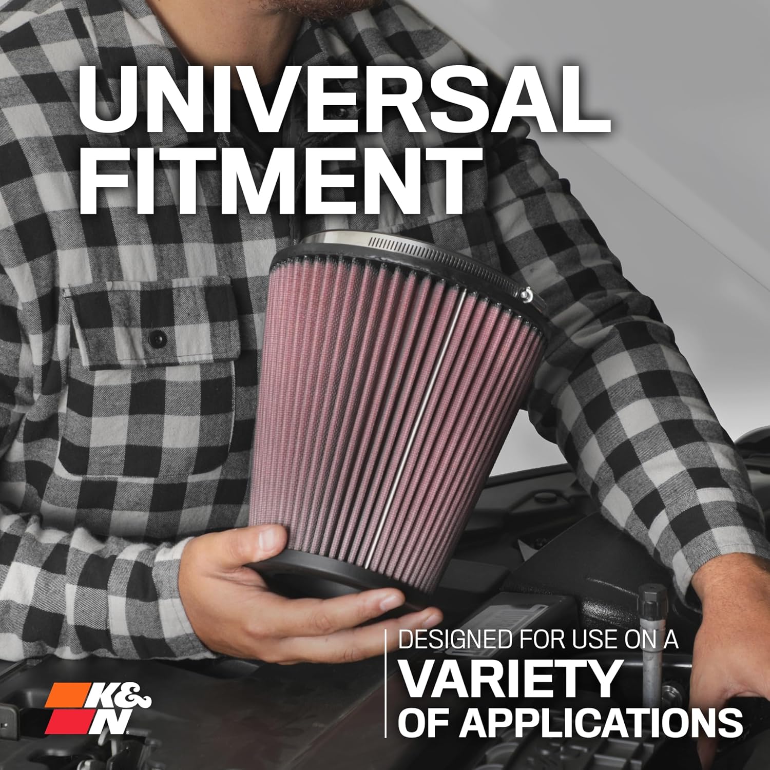 K&N High-Flow Original Lifetime Universal Clamp-On Air Filter: Performance, Premium, Washable: Flange Diameter: 4 In, Filter Height: 5.5 In, Flange Length: 1.125 In, Shape: Round Tapered, RG-1001WT - Image 8