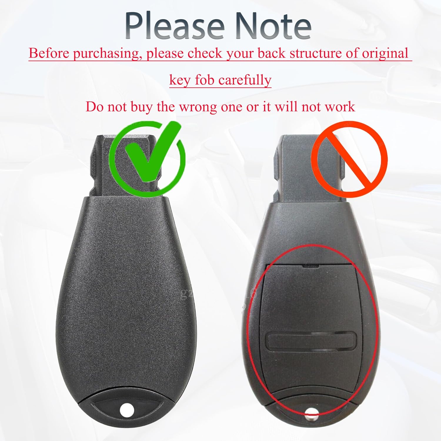 SUPALAND Key Fob Shell Case Replacement Fits for Dodge RAM 1500 2500 3500 Grand Caravan Journey Durango Jeep Grand Cherokee 2010 2011 2012-2017 Keyless Entry Remote Control 3 Button Pad Cover - Image 9