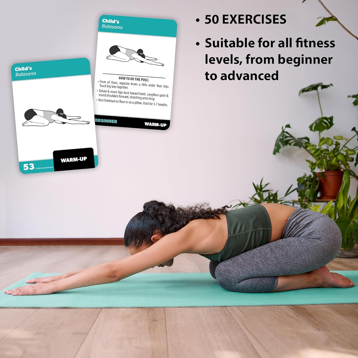 2 Pack Yoga Pose Exercise Cards Volume 1 & 2 - Yoga Positions and Workout Fitness Cards with Over 100 Poses - 2.5" x 3.5" - Image 6
