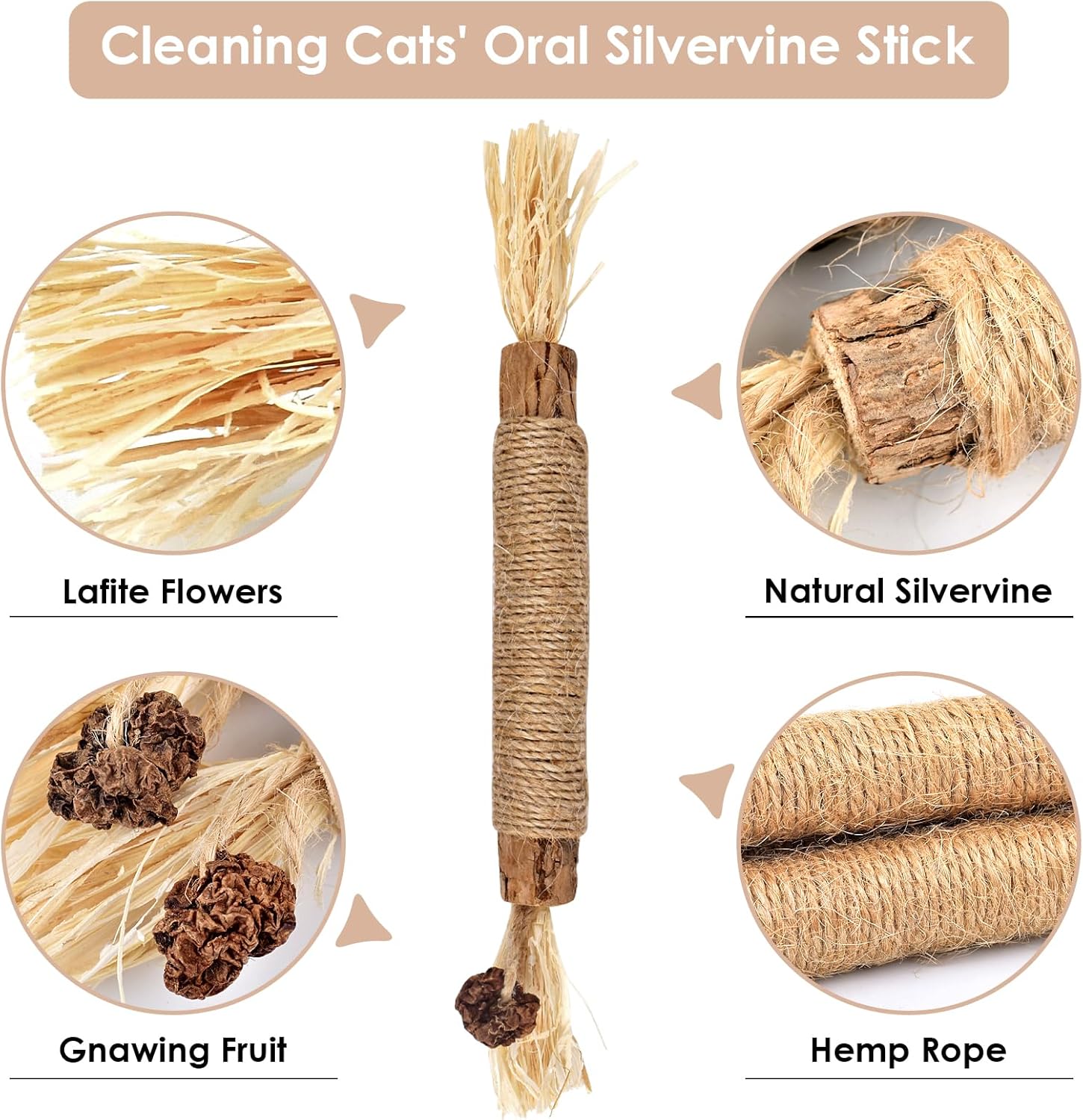 Bissap 10 PCS Silvervine Chew Sticks for Cats, Catnip Chew Sticks Cat Toys for Indoor Cat Kitten Teeth Grinding Interactive Feather Toys for Aggressive Chewers Dental Care - Image 3