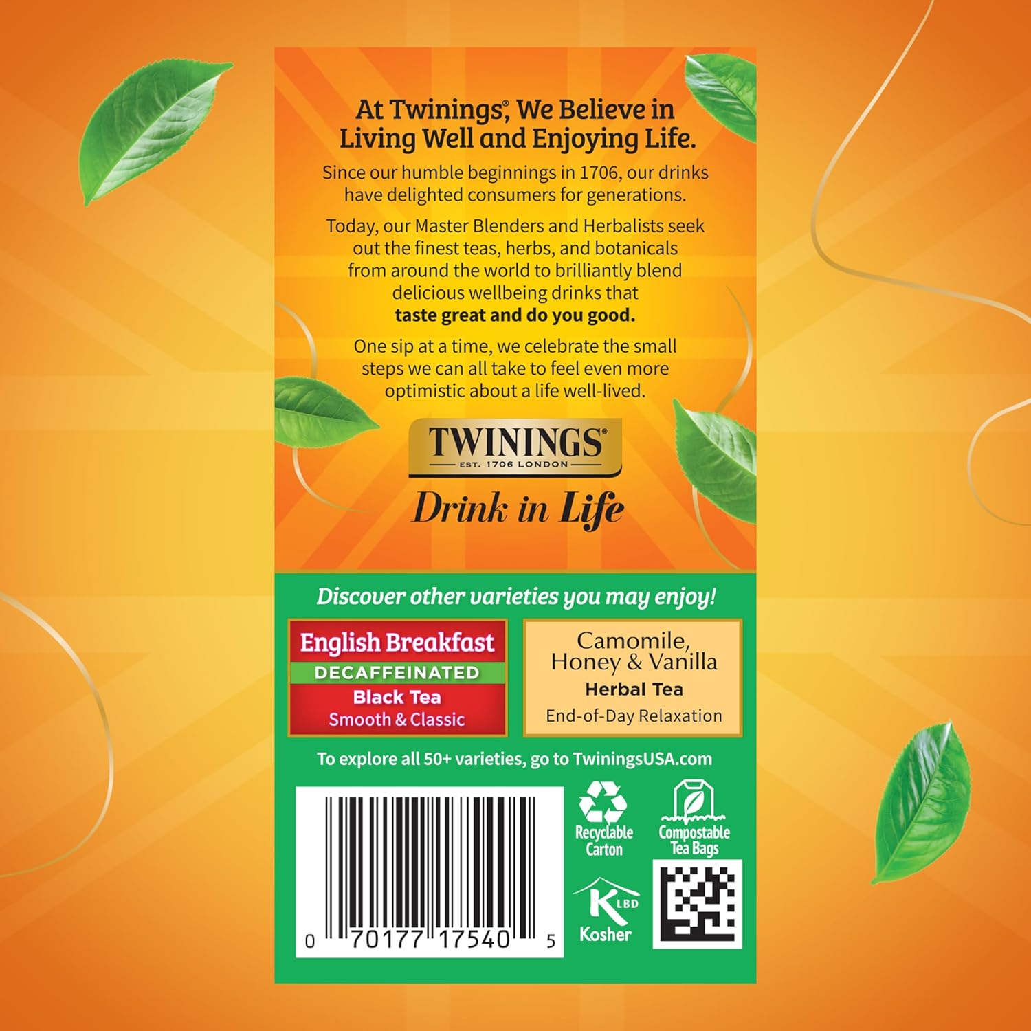 Twinings Decaffeinated Irish Breakfast Black Tea Individually Wrapped Bags, 20 Count (Pack of 6), Flavourful, Robust, Enjoy Hot or Iced, 120 Teabags - Image 5