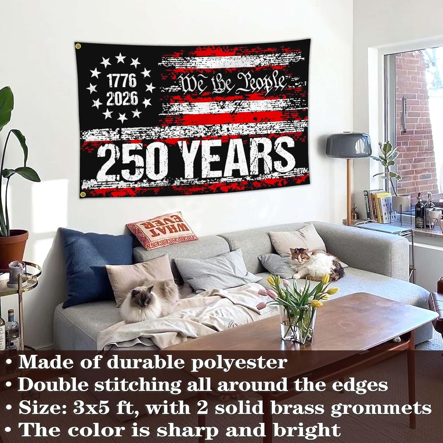 NASIAN 250 Year American Anniversary Flag 250th Anniversary Usa Flag Patriotic 4th of July We The People 1776 Yard Flags For Outside 3x5 Ft House Outdoor Banner Decorations - Image 4