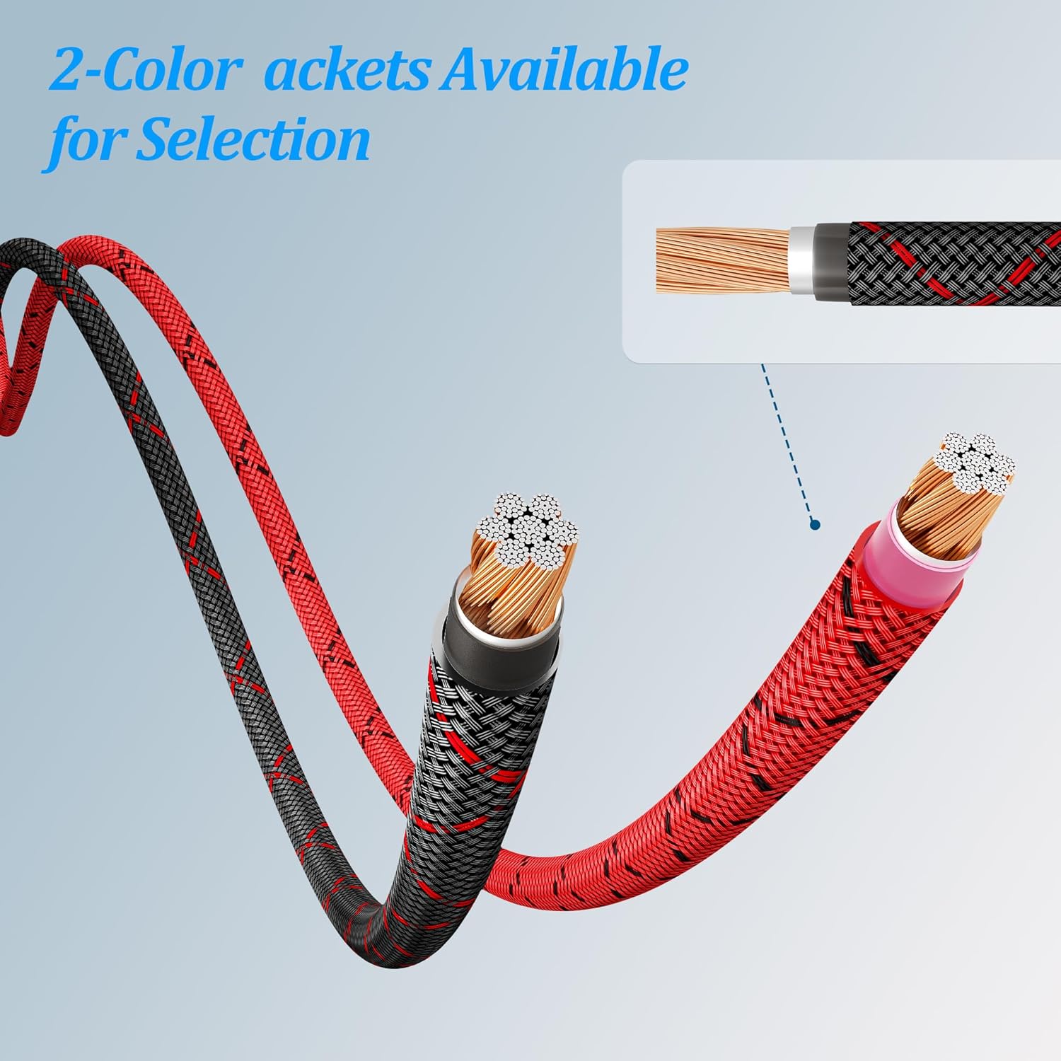 8 Gauge Wire 20 FT, Primary Automotive Power or Ground Wire, Battery Cable, Nylon Braided Jacket, Copper Clad Aluminum, Car Audio Amplifier RV Trailer Electrical Wire, with 10 Heat Shrink Tubing, Red - Image 4