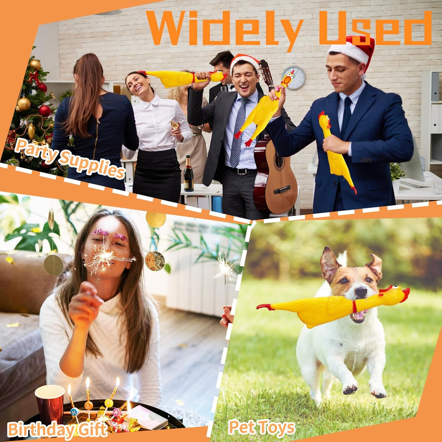 Xeehwb 3 Pcs Large Rubber Chicken,12 Inch Yellow Rubber Squawking Chickens,Screaming Chicken Dog Toys,Prank Noise Maker Dog Toys - Image 5