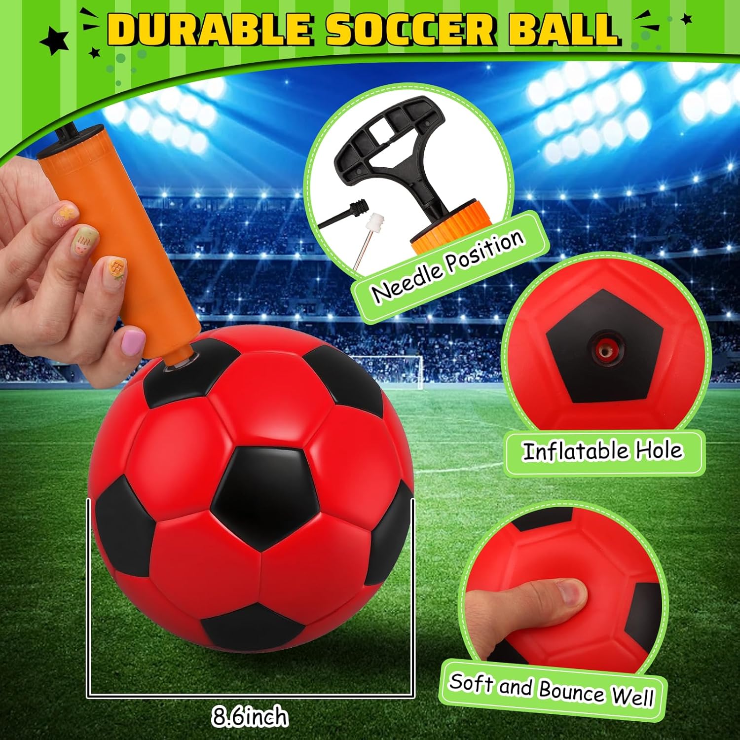 Soccer Goal Set with 3 Ball Pump for Toddler Kid, Portable Goals Training Equipment for Garden Indoor Outdoor Backyard, Birthday Gift for Boy Girl Sports Toy Family Game 23" W×18" H×12" D - Image 3