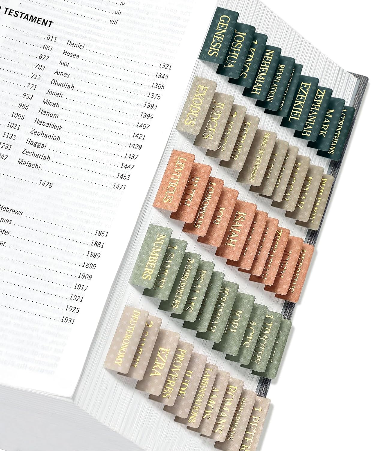 Bible Tabs for Women & Men, Bible Tabs for Study Bible, Large Print Neutral Bible Tabs for Easy Navigation, Bible Index Tabs, 66 Tabs Old & New Testament, Extra 9 Blank Tabs - Starry