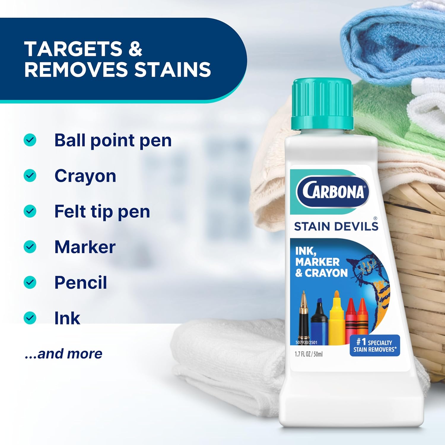 Carbona Stain Devils® #3 | Ink, Marker & Crayon | Professional Strength Laundry Stain Remover | Multi-Fabric Cleaner | Safe On Skin & Washable Fabrics | 1.7 Fl Oz, 1 Pack - Image 6