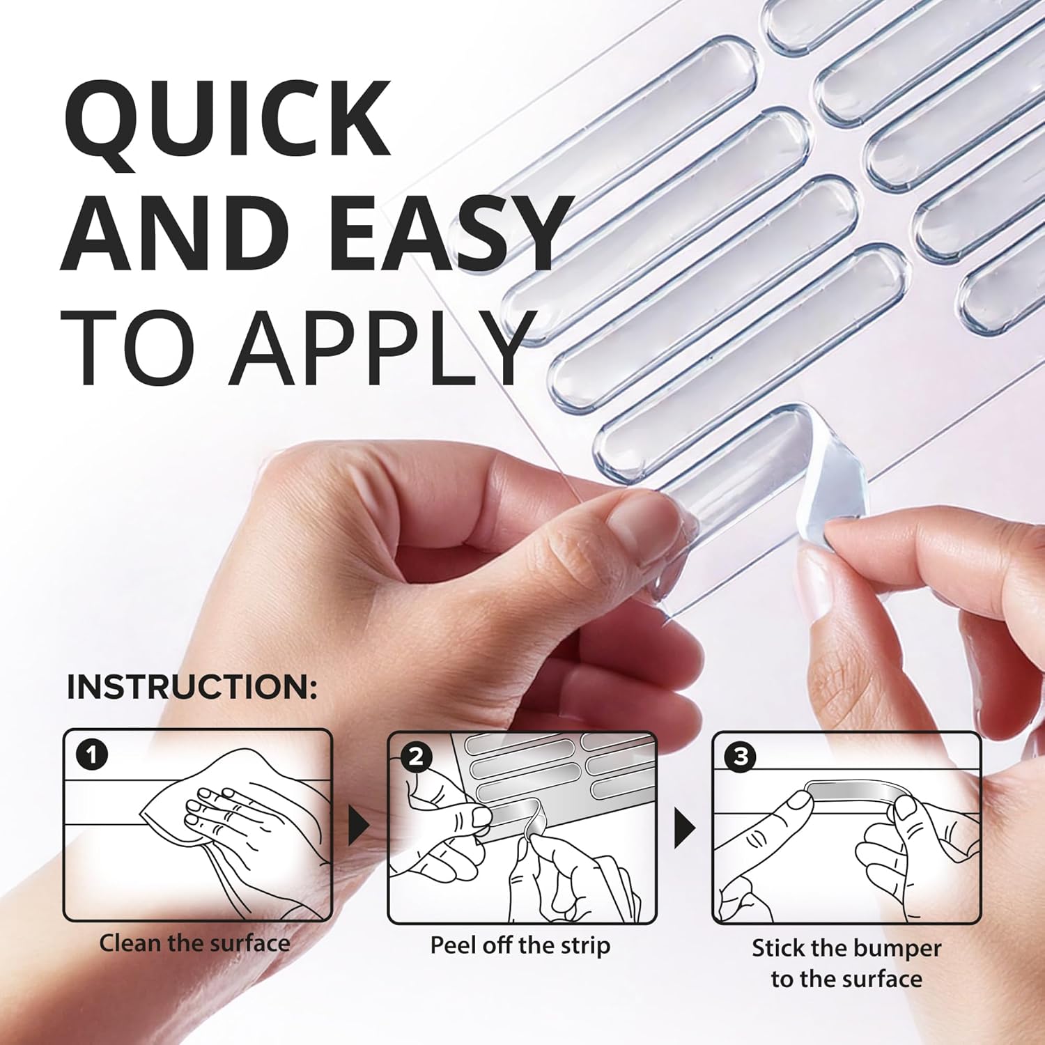 X-Protector Cabinet Door Bumper Strips - 40 PCS - Clear Door Silencer - Premium Cabinet Door Bumpers - Soft Door Slam Stopper - Multi-Purpose Bumpers for Cabinet Doors, Chair Backs, and More! - Image 5