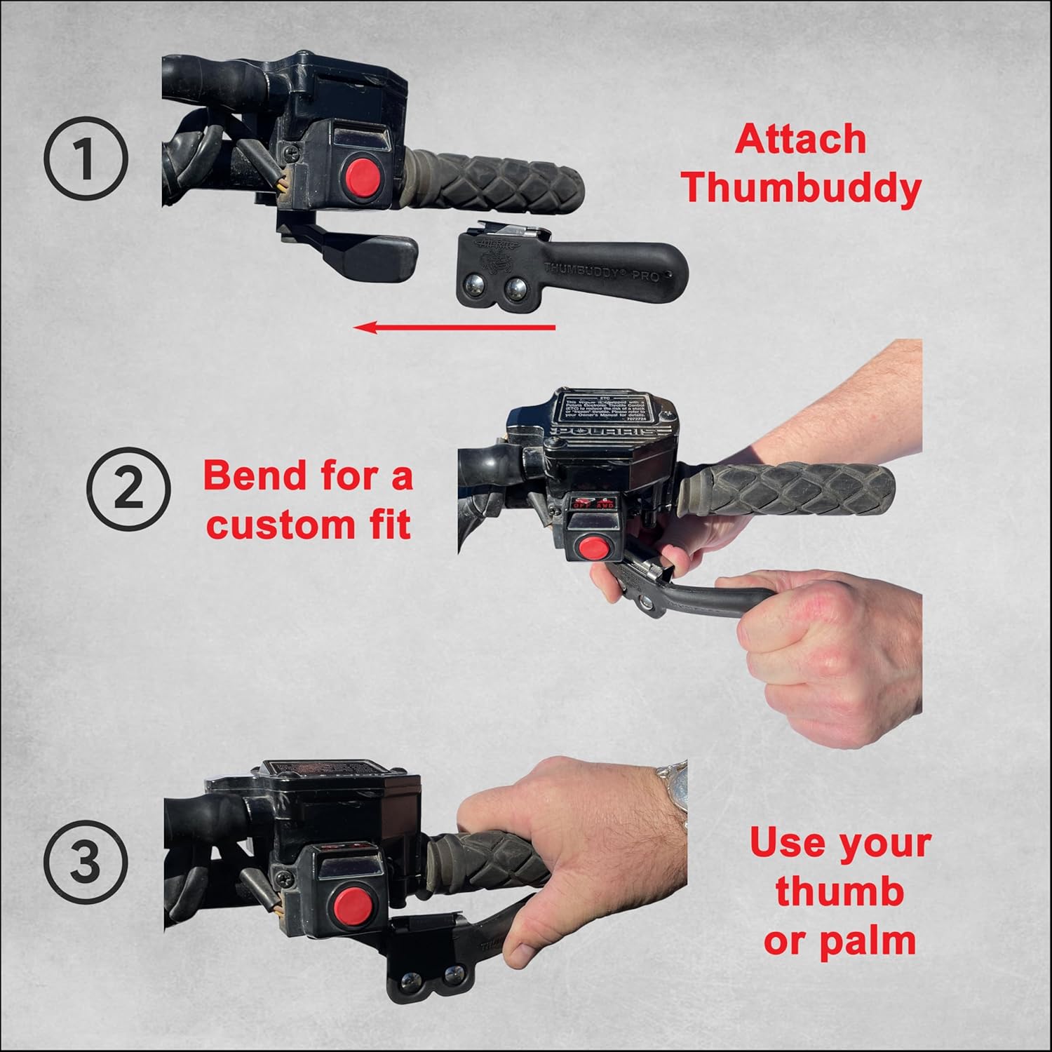 Thumbuddy Pro ATV Throttle Extender - Model TB2 black - Image 4