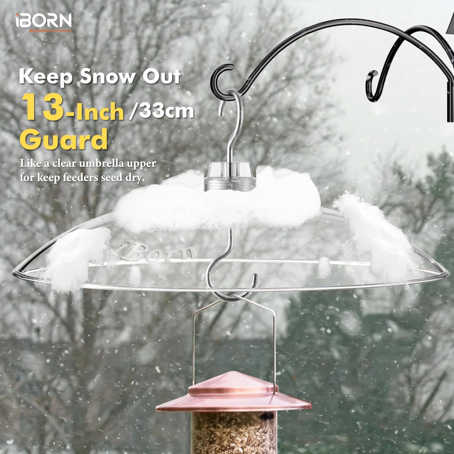iBorn Baffles for Bird Feeders, 13” Bird Feeder Cover for Rain Guard, Birds Feeders Rain Guard, Full Protection for Feeders for Outdoors, Chew-Proof Polycarbonate, Pack of 2, Transparent - Image 4