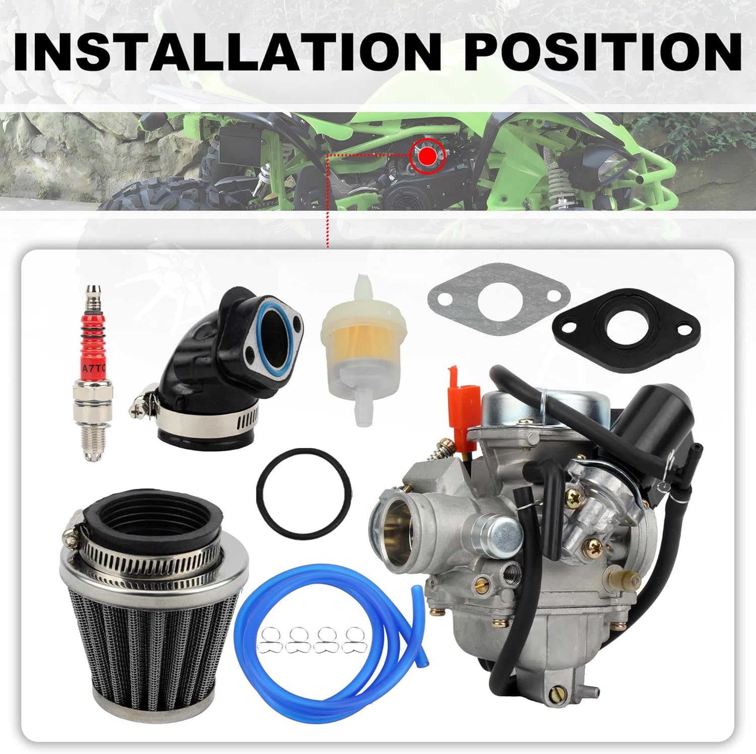 PD24J Carburetor Kit 24mm Carb With Manifold Intake Air filter Ignition Plug for 4-Stroke GY6 125CC 150CC 152QMJ/QMI 157QMJ/QMI Engines ATV Go Kart parts - Image 3