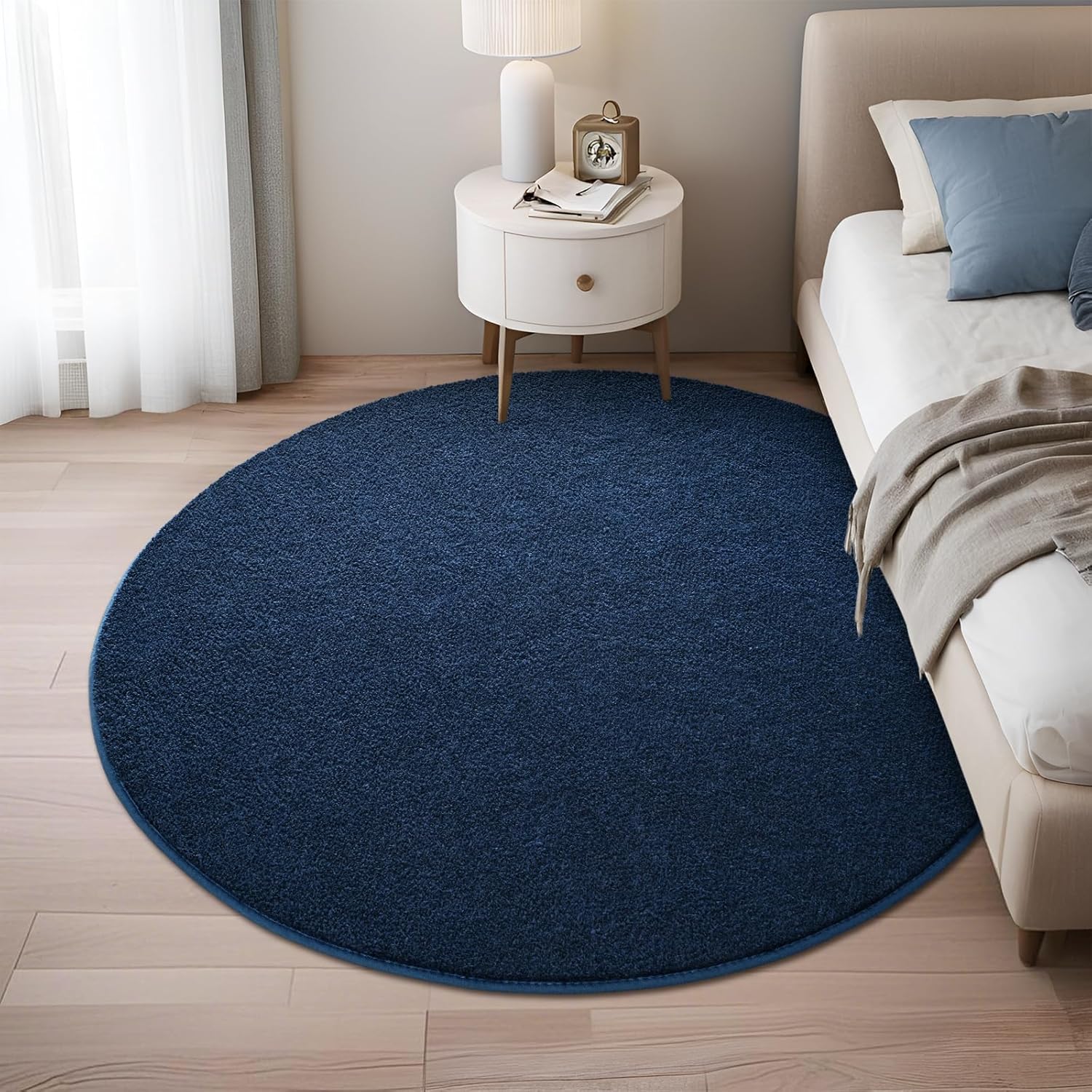 Nuttumico Ultra Soft Round Area Rugs for Living Room Bedroom, 4x4 Feet Navy Blue Washable Non-Slip Indoor Rugs, Thickened Memory Foam Modern Indoor Circle Carpet for Boys Girls Room Home Decor - Image 2