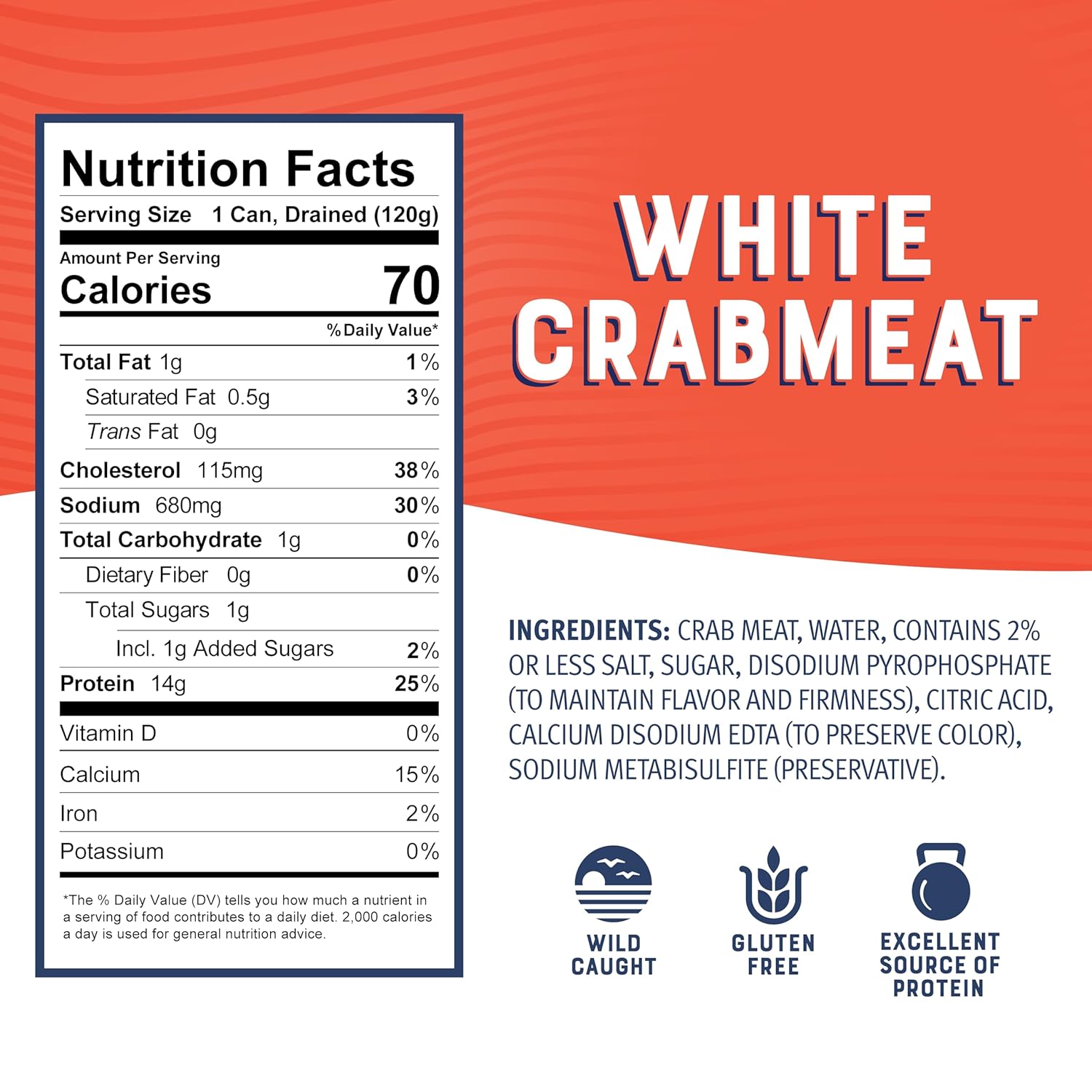 Bumble Bee White Flake Crab Meat in Water, 6 oz Can - 14g Protein & 1g Carb Per Serving - Wild Caught, Flaky, Drain Before Use, 6 Ounce (Pack of 12) - Image 2