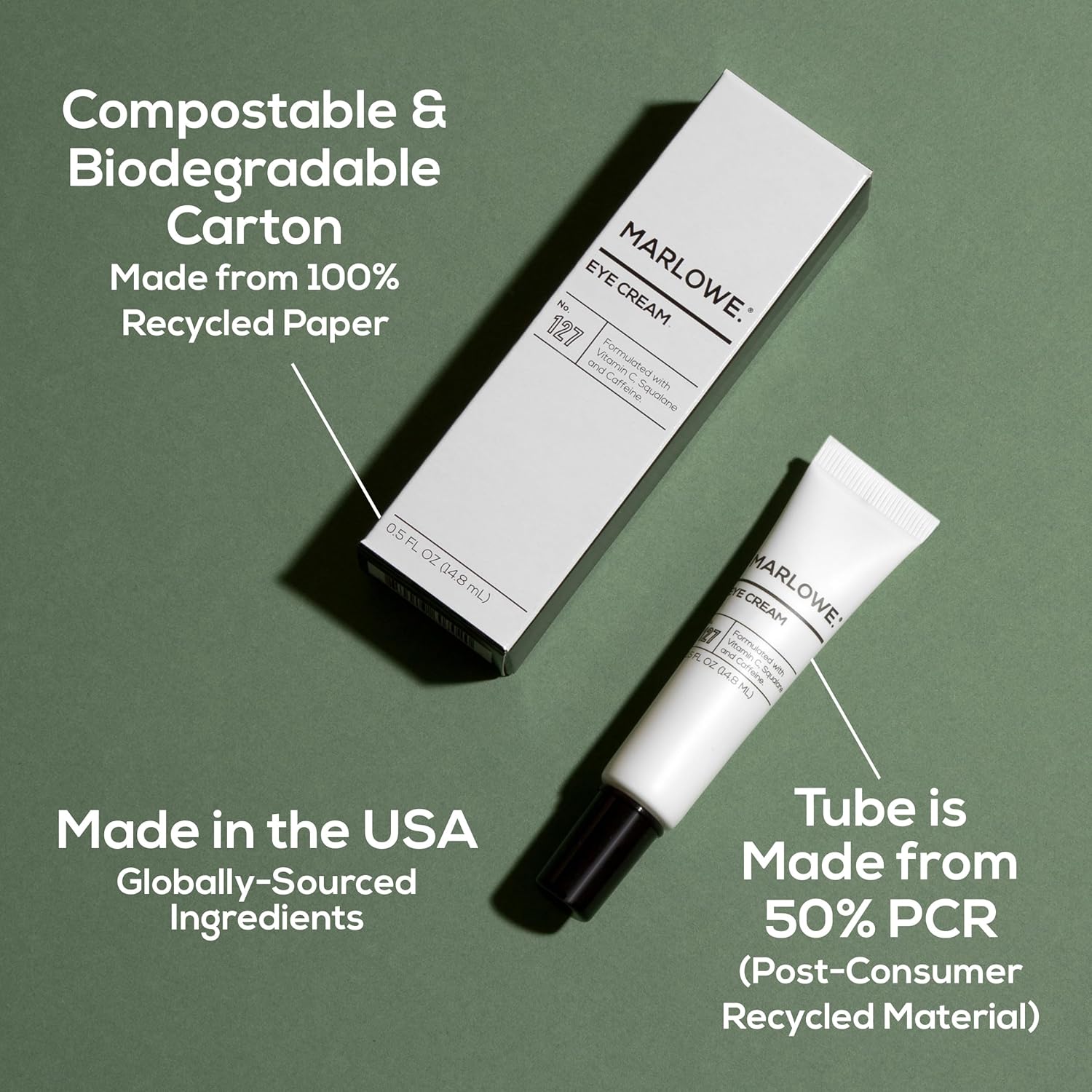 MARLOWE. Eye Cream for Dark Circles and Puffiness, 0.5 oz, Moisturizing, Revitalizing Men's Under Eye Skin Care, Brightens Skin, Clean, Vegan Formula, Vitamin C, Caffeine & Squalane, Fragrance Free - Image 6