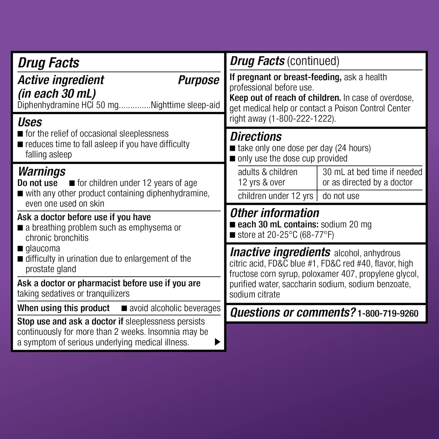 Amazon Basic Care Nighttime Sleep-Aid Liquid for Adults, Helps Fall Asleep Fast, Diphenhydramine HCl 50 mg, Mixed Berry Flavor, 12 fl oz (Pack of 1) - Image 3
