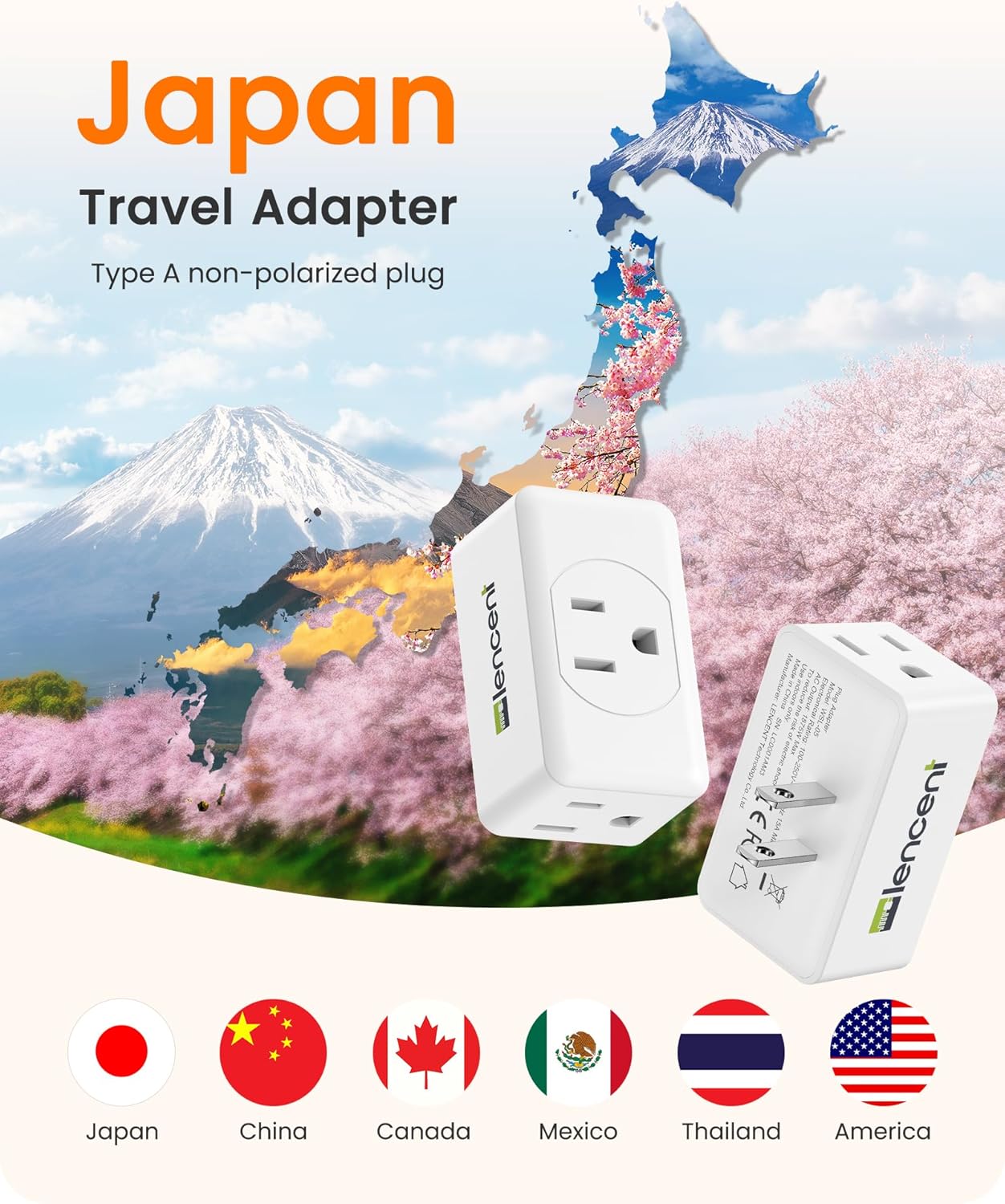 LENCENT 2 Prong to 3 Prong Outlet Adapter, Wall Plug Extender, Multiple Outlet Wall Plug with 3 AC Outlets, Non Grounded Outlets Expander for Japan Travel Kitchen Office Bathroom Older House, 4 Pack - Image 5