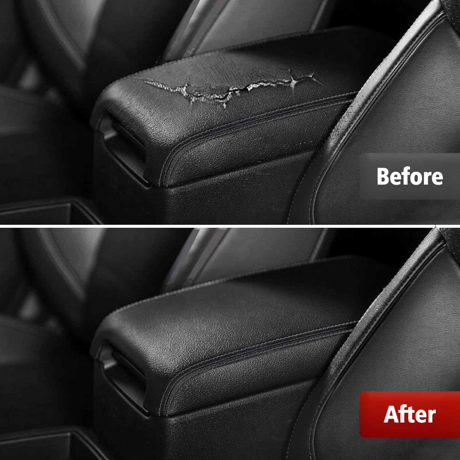 KBH Center Console Armrest Cover Replacement for Toyota Camry 2012 2013 2014 2015 2016 2017, Vinyl Leather, Car Arm Rest Lid Skin Upholstery, Black (Leather Part Only) - Image 4