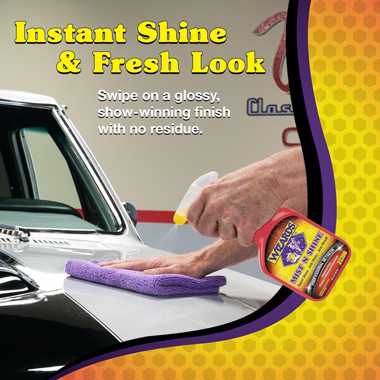 Wizards Mist-N-Shine Detail Spray - 8 Oz - Multi-Purpose High Gloss Finish Waterless Quick Detailer Spray for Glass, Chrome, Paint and Plastics - Car Exterior Cleaner for Auto Detailing Supplies - Image 3