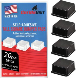 Black Tall Square Adhesive Rubber B...