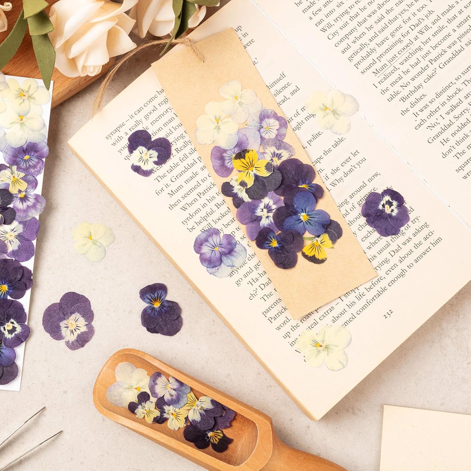 60Pcs Dried Pressed Pansies Flowers for Cake Decorating, Purple Real Dry Flower for Resin Art Crafts Jewelry Decorations - Image 6