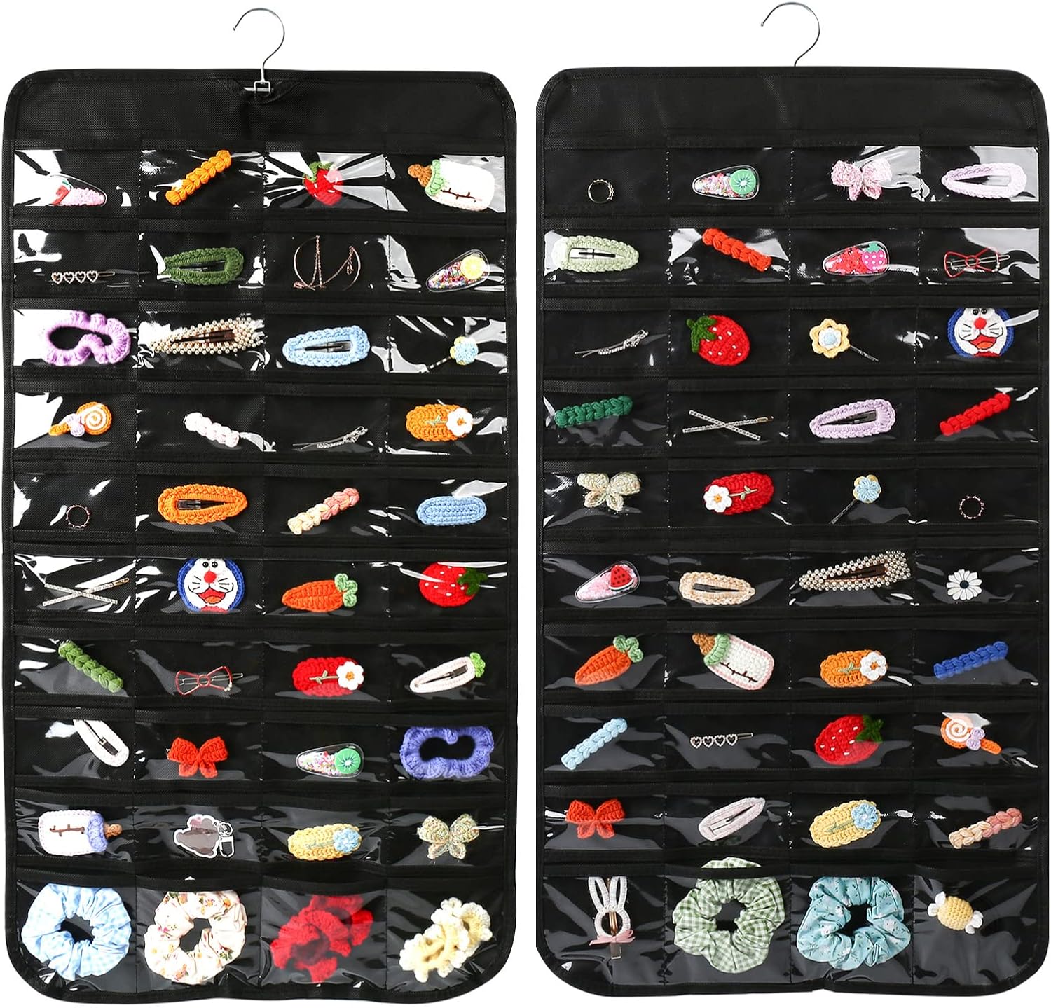 Luney Hanging Jewelry Organizer, 80 Pockets Earring Holder Organizer with Pockets for Woman, for Hanging Earrings, Necklaces, Bracelets, Rings, Storage, Closet(1PCS, No Zipper)