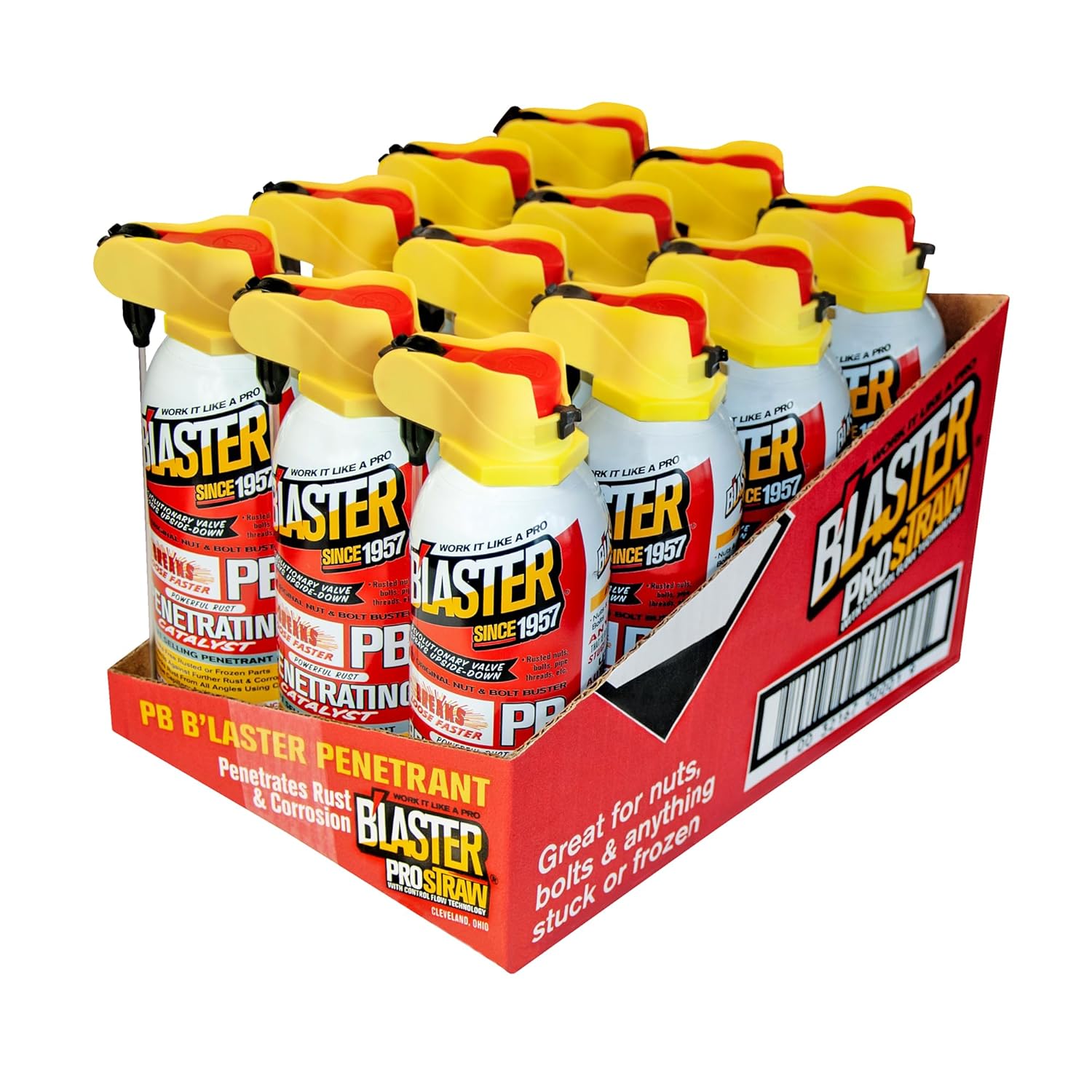 PB Blaster Penetrating Oil Spray, 11 oz Aerosol Cans (12-Pack) – Rust Remover & Bolt Loosener for Stuck Nuts, Bolts & Rusted Parts – Penetrating Catalyst for Automotive & Mechanical Use