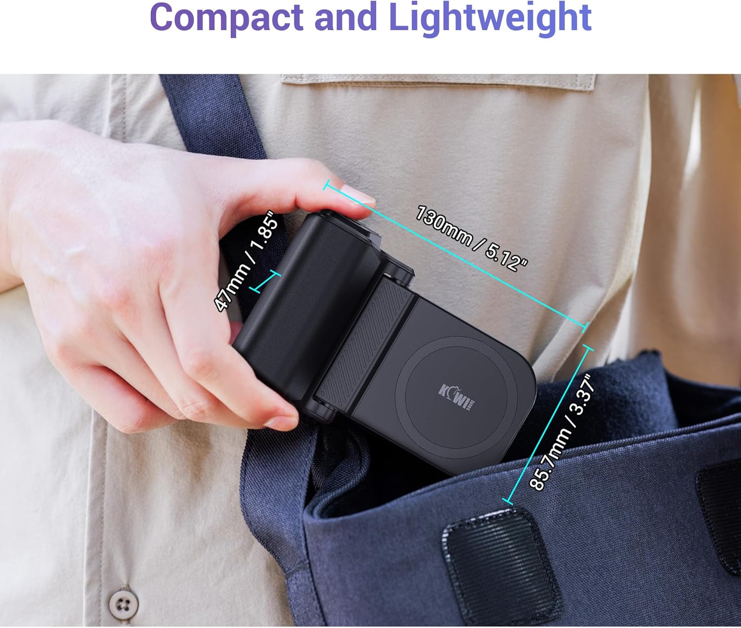 KIWIFOTOS for iPhone Magsafe Camera Grip Magnetic Phone Handle with Bluetooth Remote for iPhone 17 16 Pro Max Samsung Smartphone Vlog Video Shooting(Tripod NOT Included) - Image 7