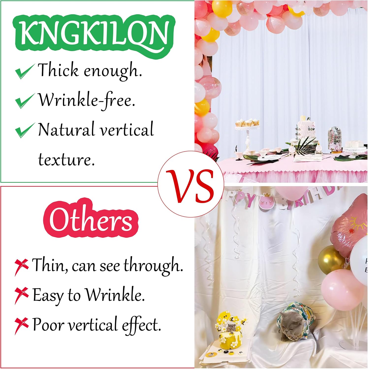 10x10FT White Backdrop Curtains for Parties - White Wedding Backdrop for Baby Shower Birthday Photo Home Party Curtains Backdrop 5x10FT 2 Panels, One size - Image 2