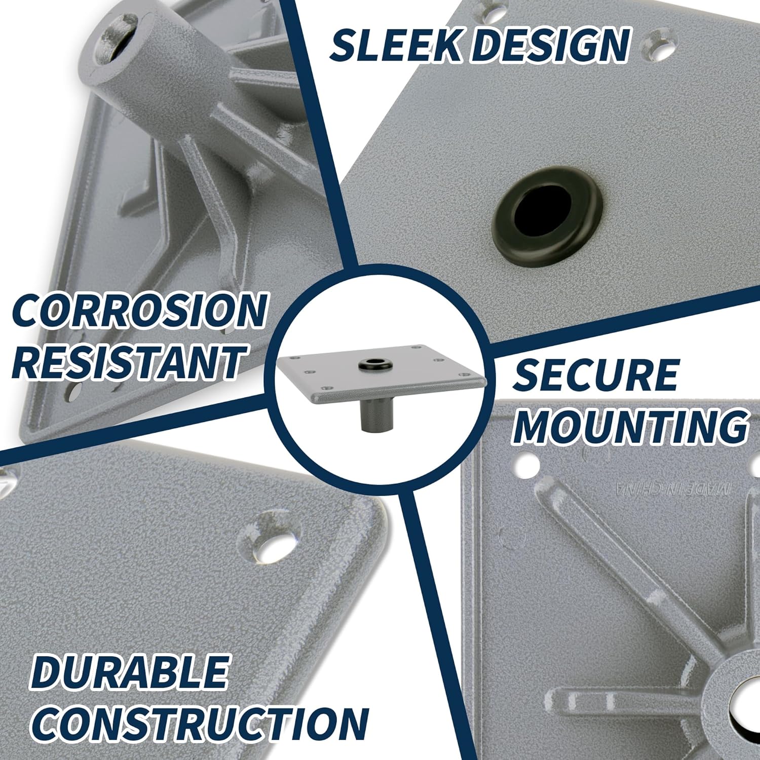 7" x 7"Boat Seat Base,Aluminum Jon Bass Boat Seat Mount for 3/4" Pin Post Socket, Heavy Duty Pedestal Base Bracket Plate Mounting Hardware - Image 4