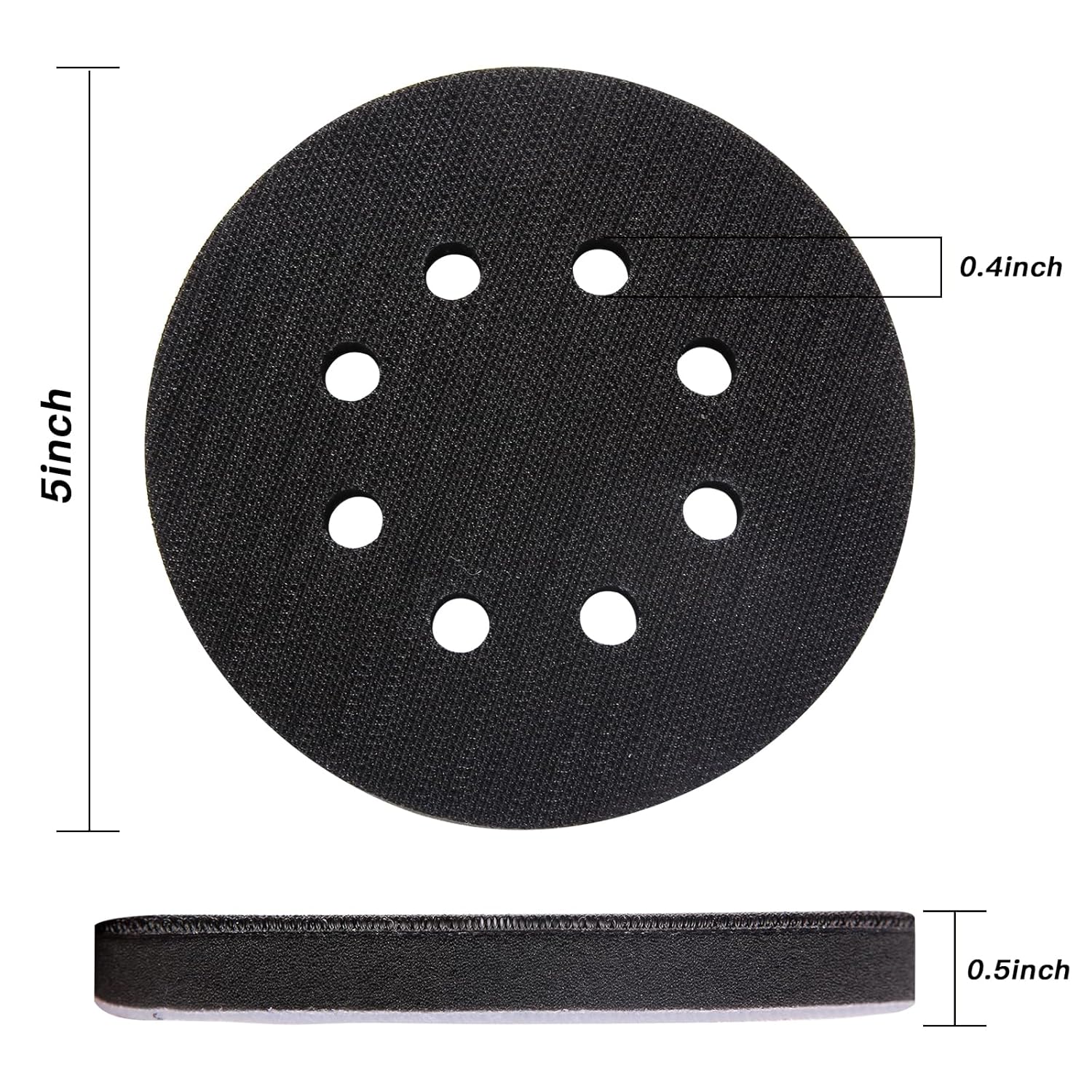 6 Pack 5 Inch 8 Hole Foam Sanding Pads, Soft Density Interface Pad, Hook and Loop Sponge Cushion Buffer Backing Pad Replacement for Orbital Sander - Image 2