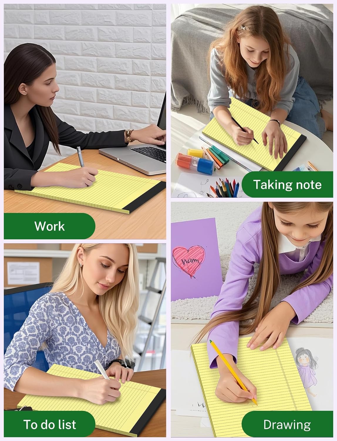 Zaviko Legal Pads 8.5 x 14, Wide Ruled Legal Pads, 12 Pack Yellow Paper 8.5 x 14, 30 Sheets per Notepad, Large Writing Pad for Office Supplies, College, Micro Perforated Lined Writing Pads, 70 GSM - Image 7