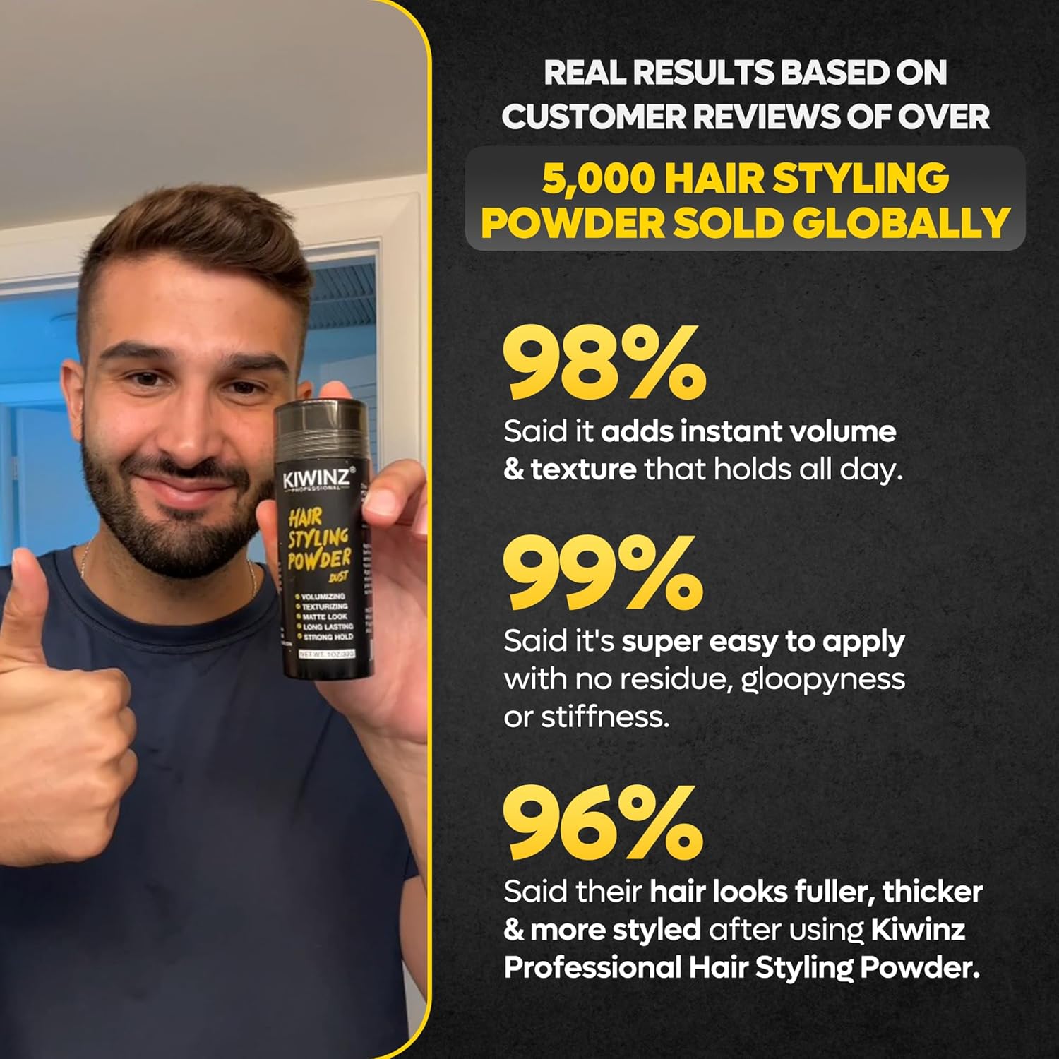 Hair Styling Powder for Men – Natural Look Texture Hair Powder with Matte Finish – Long-Lasting Hold, Adds Volume & Texture, Non-Sticky and Smells Great – 30g - Image 3
