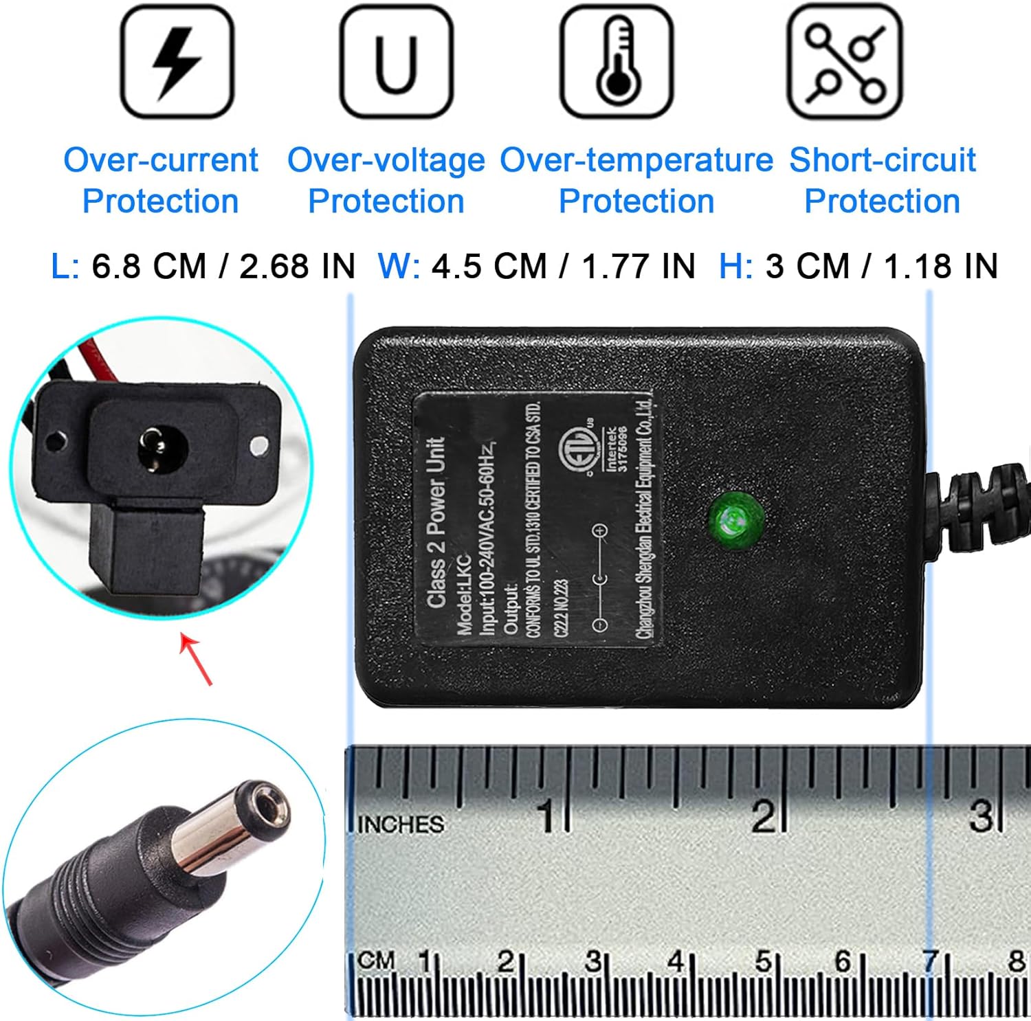 Universal 12V Bumper Car Charger for Flybar,Charger for Kidzone Bumper Car,12V Battery Charger for Ride on Car Best Choice Products SUV Powered Accessories(12Volt 1A) - Image 4
