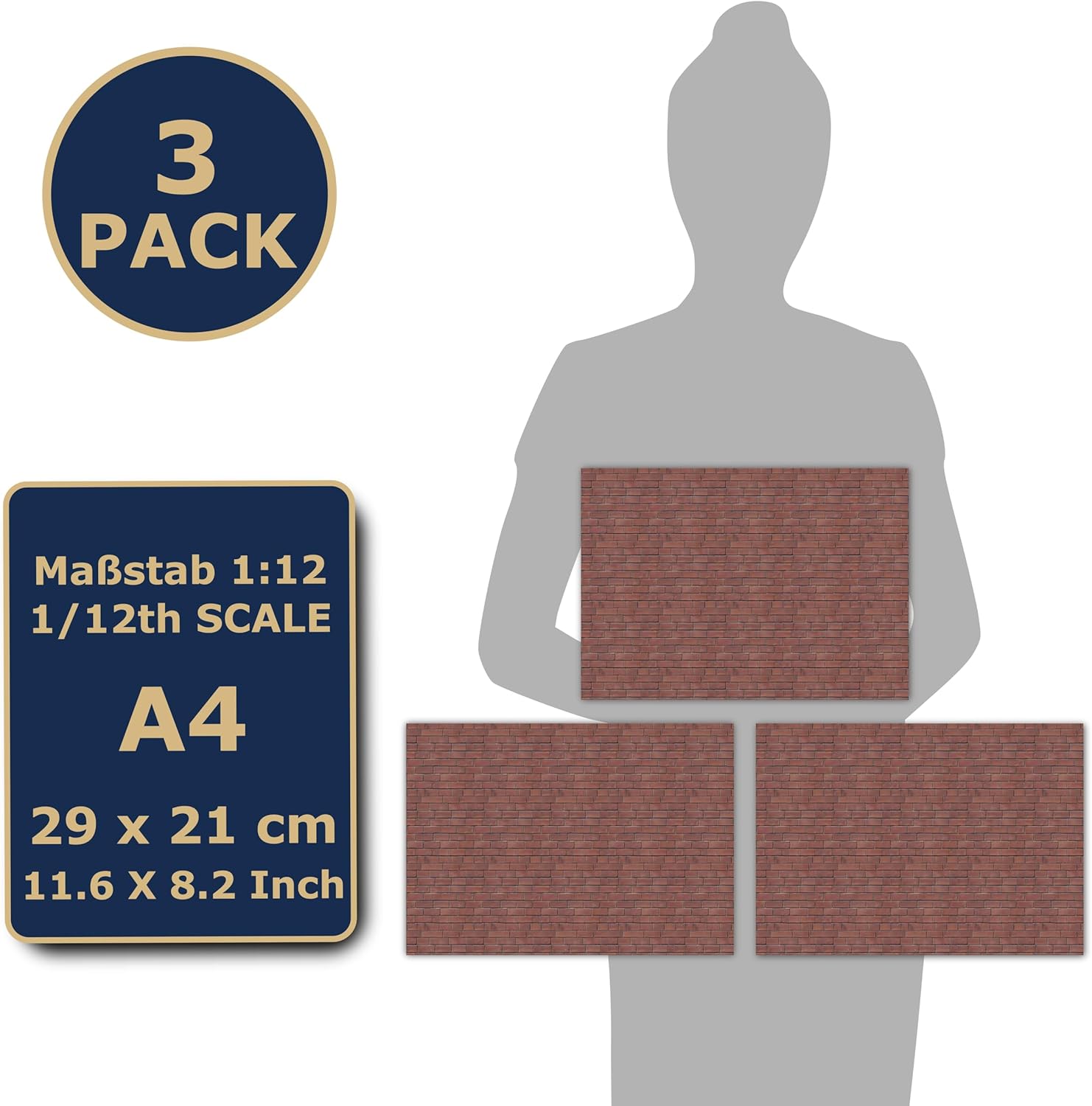 3 Sheets Self-Adhesive Wall Cladding for Dollhouse 1:12 Scale (Townhouse Style) - Image 4