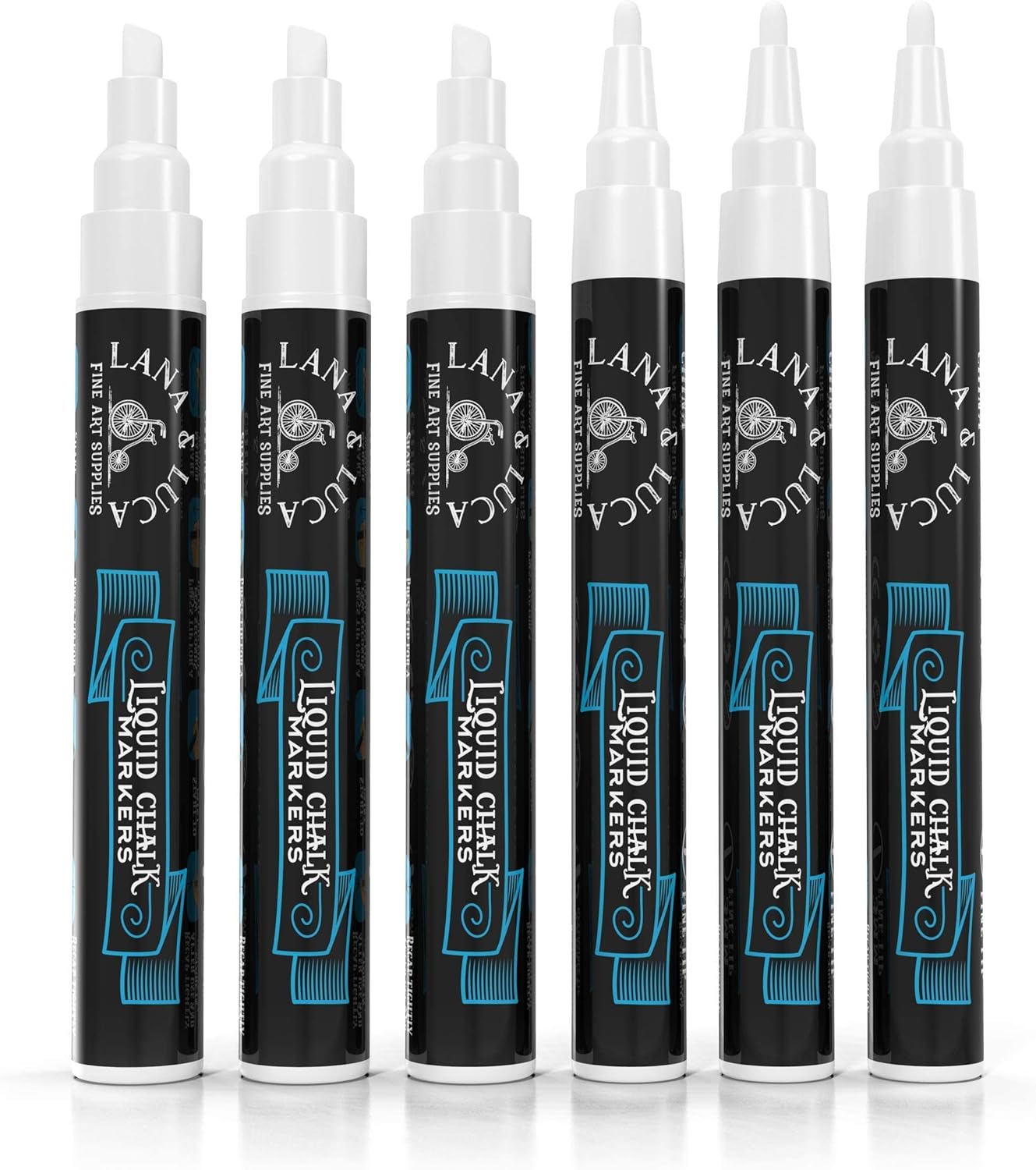 Liquid Chalk Marker Pen - White Dry Erase Marker - Chalkboard Signs, Windows, Blackboard, Glass (6 Pack) 3-6mm Reversible Tip, 3-3mm Fine Tip - Image 8