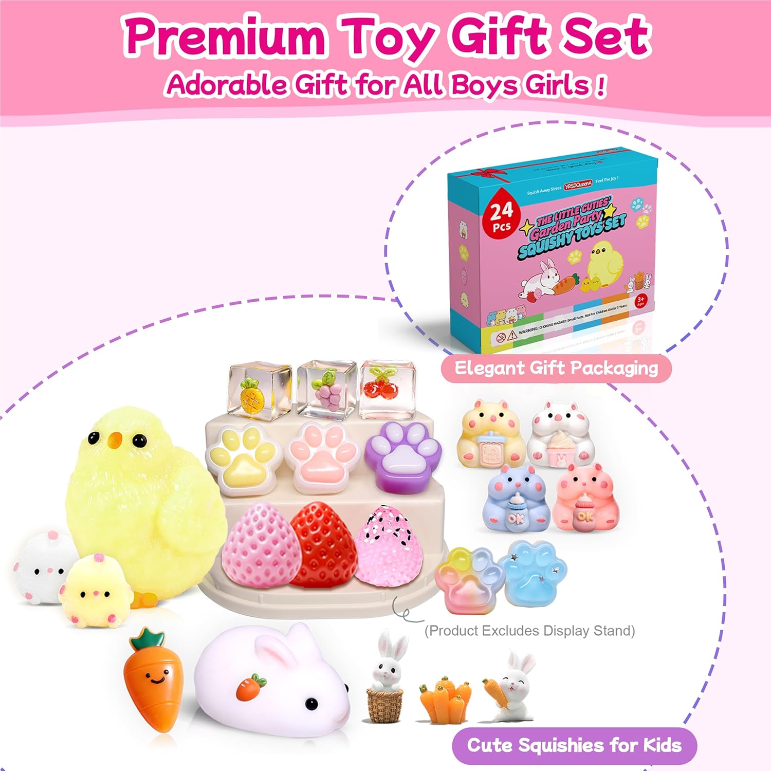 24Pack Taba Squishy Toys kit - Squishy Fidget Toys Party Favors for Kids 8-12-Kawaii Squishies Squeeze Toys for Girls 8-10,6 7 8 9 10 11 12 Year Old Girl Birthday Gifts Fidgets for Kids Classroom - Image 6