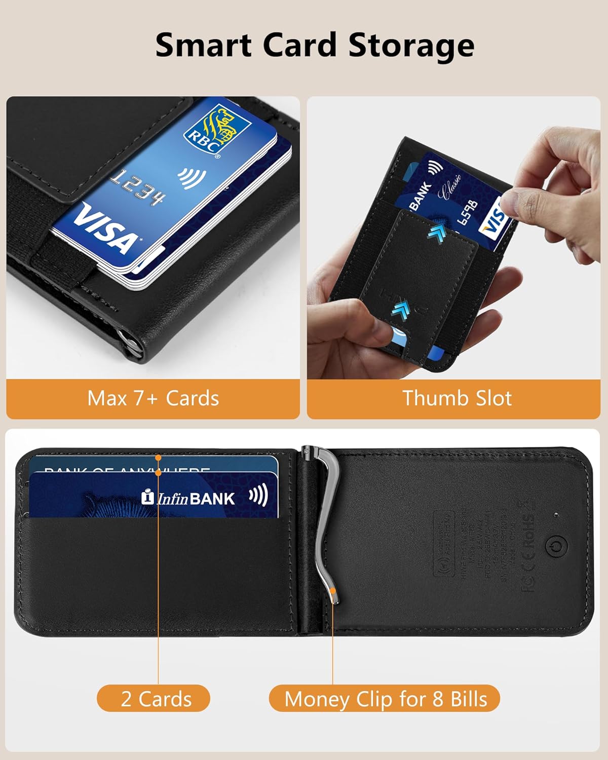 HiWe for MagSafe Wallet: 9-Card Holder, Anti-Lost Works with Find My, Money Clip, RFID Blocking, Strong Magnet for iPhone 12-17 Series Black - Image 6