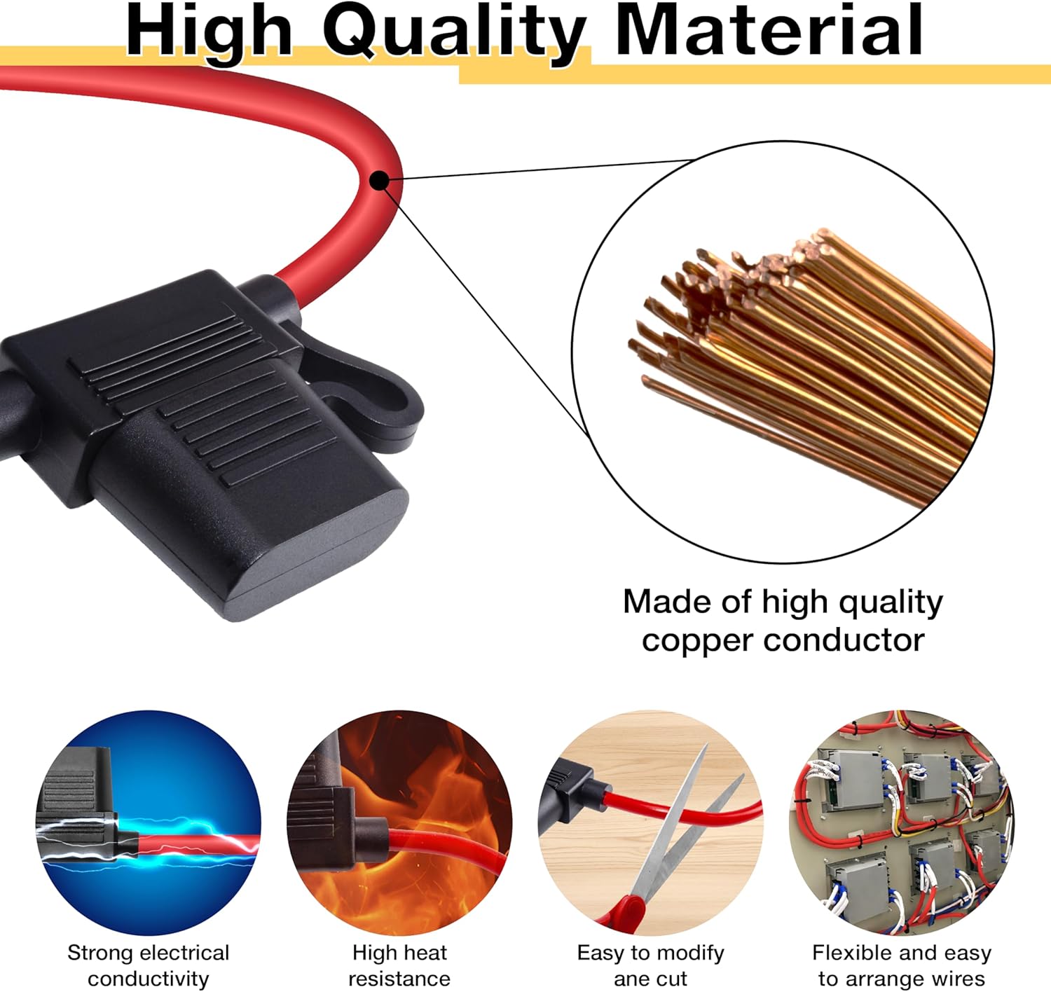 2 PCS Inline Fuse Holders 12V, 16 AWG Car Gauge Inline Fuses, Waterproof Fuse Holder with 15A ATC/ATO Standard Blade Fuses for Automotive, Marine, Golf Cart Lighting, Electrical Circuits - Image 3