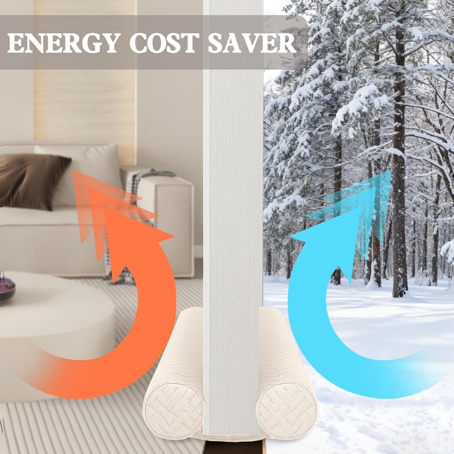 Ciieyuo Velvet Under Door Draft Stopper, Noise Blocker & Soundproof Door Seal, Blocks Cold Air, Light & Smoke, Easy Install Under Door Gap Filler, Door Sweep for Bottom 30"-36" Grey - Image 4