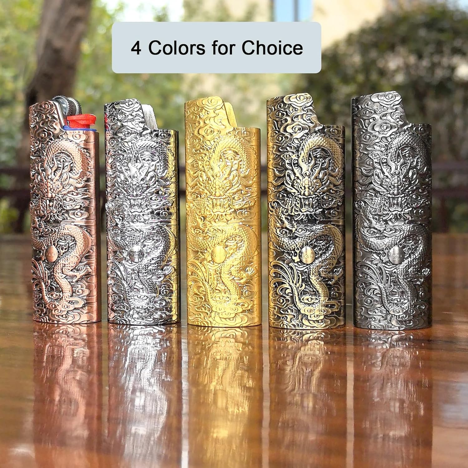 Metal Lighter Case Cover Holder Vintage Dragon Engraving for BIC Full Size Lighter J6 - Image 7