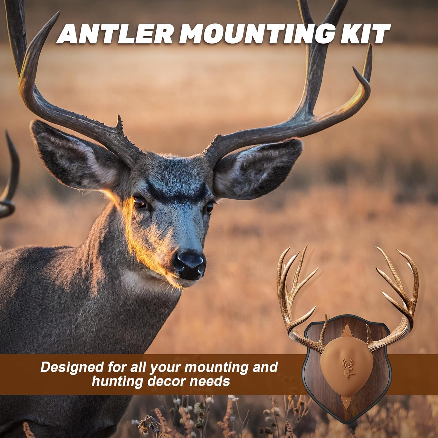 Deer Antler Mounting Kit, Wood Plaque Antler Mounting Kit with Silicone Skull Cover, Hardware Included (Brown Skull Cover,4 Pack) - Image 7