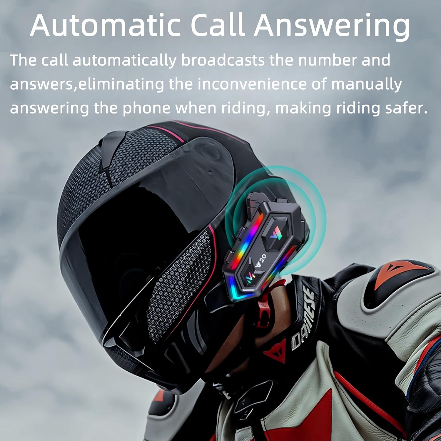 Y20 Motorcycle Helmet Headset with HiFi Sound,Noise Cancellation,RGB Lights Helmet Speakers Headphones with Mircrophone,25 Hours Battetry,Easy to Work with Golves,IPX6 Waterproof,Voice Assistant - Image 7
