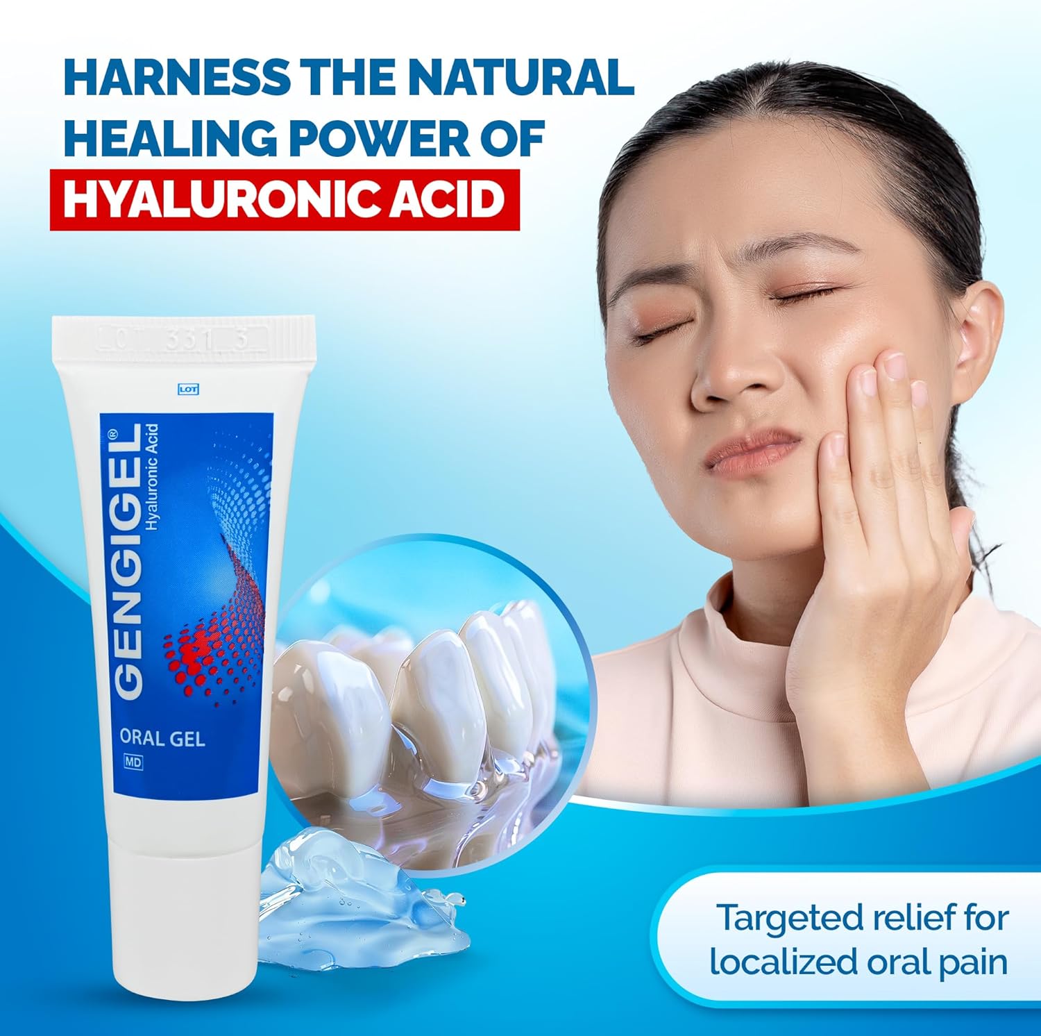 Gengigel Hyaluronic Acid Oral Gel for Mouth & Gum Discomfort (20ml), Soothes Irritation, Promotes Natural Healing & Protects Delicate Oral Tissue, No Paraben or SLS, Vegan & Kosher - Image 2
