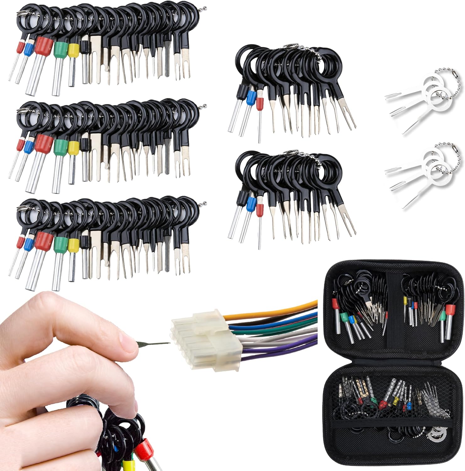 82 PCS Terminal Removal Tool Kit, Depinning Tool Electrical Pin Removal Tool, Pin Extractor Removal Tool Kit, Electrical Wire Connector Pin Release Terminal Ejector Kit for Automotive, Home Appliance