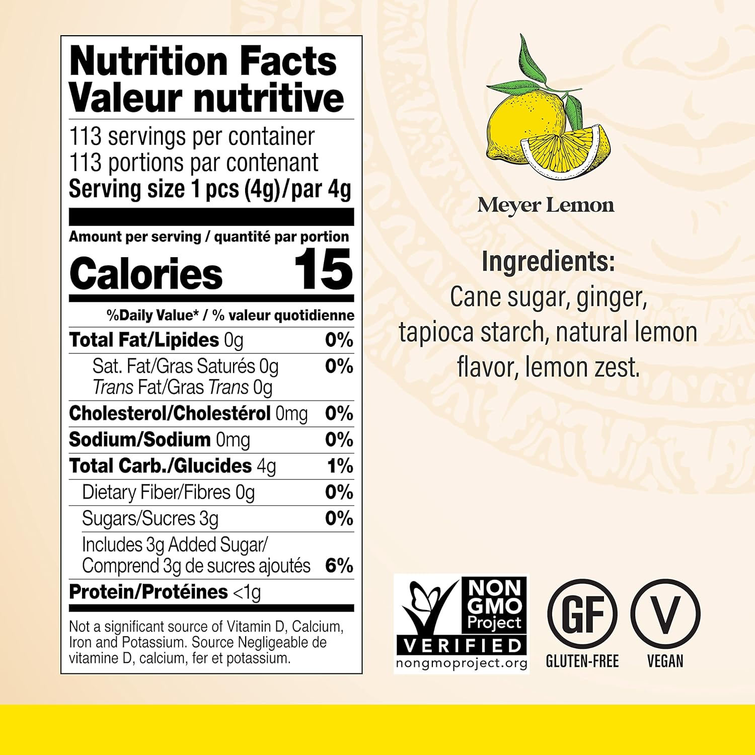 Chimes Meyer Lemon Ginger Chews Candy, 1-Pound Bag - Image 2